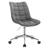 BukkitBow bureaustoel met fluwelen bekleding, verstelbaar met wielen, ergonomisch ontwerp en 360° draaibaar, gemaakt van synthetisch leer en staal.