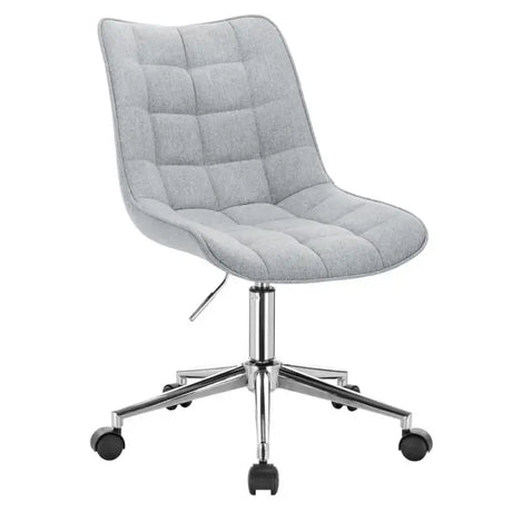 BukkitBow bureaustoel met verstelbare hoogte, 360° draaibaar, bekleed met fluweel, linnen en synthetisch leer, met chromen stalen frame.