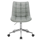 BukkitBow bureaustoel met verstelbare hoogte, 360° draaibaar, bekleed met fluweel, linnen en synthetisch leer, verchroomd stalen frame.