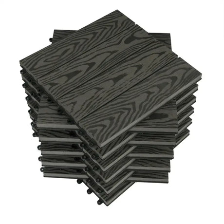 BukkitBow terrasplanken set van 11, 30x30cm, houtlook, snel klik-systeem, diverse kleuren, voor vlonder en terras.