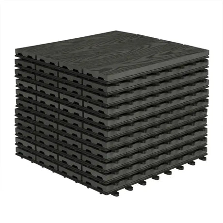 BukkitBow terrasplanken set van 11, 30x30cm, houtlook, snel klik systeem, diverse kleuren, voor terras en vlonder.