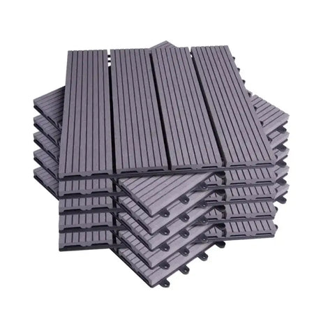 BukkitBow terrasplanken met houtlook, 30x30cm, set van 11, snel klik-systeem, diverse kleuren, ideaal voor vlonder en terras.