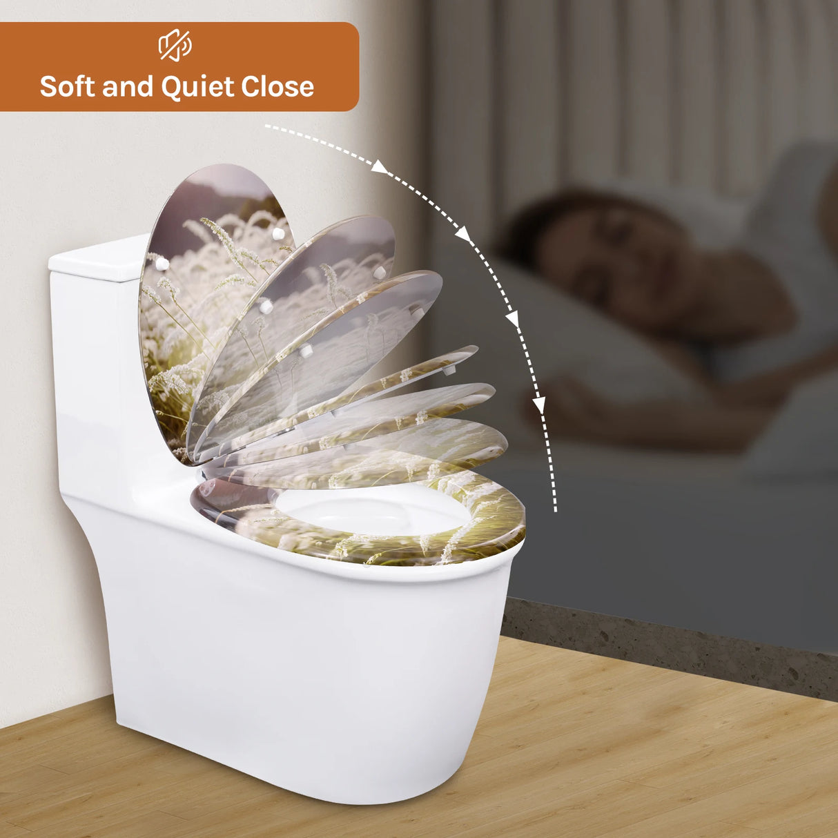 BukkitBow toiletbril met softclose, waterafstotend, antibacterieel, print, voor comfortabel en hygiënisch gebruik