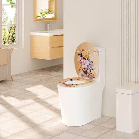 Toiletbril van BukkitBow met softclose, waterafstotend, antibacterieel en print, voor comfortabel en hygiënisch gebruik.