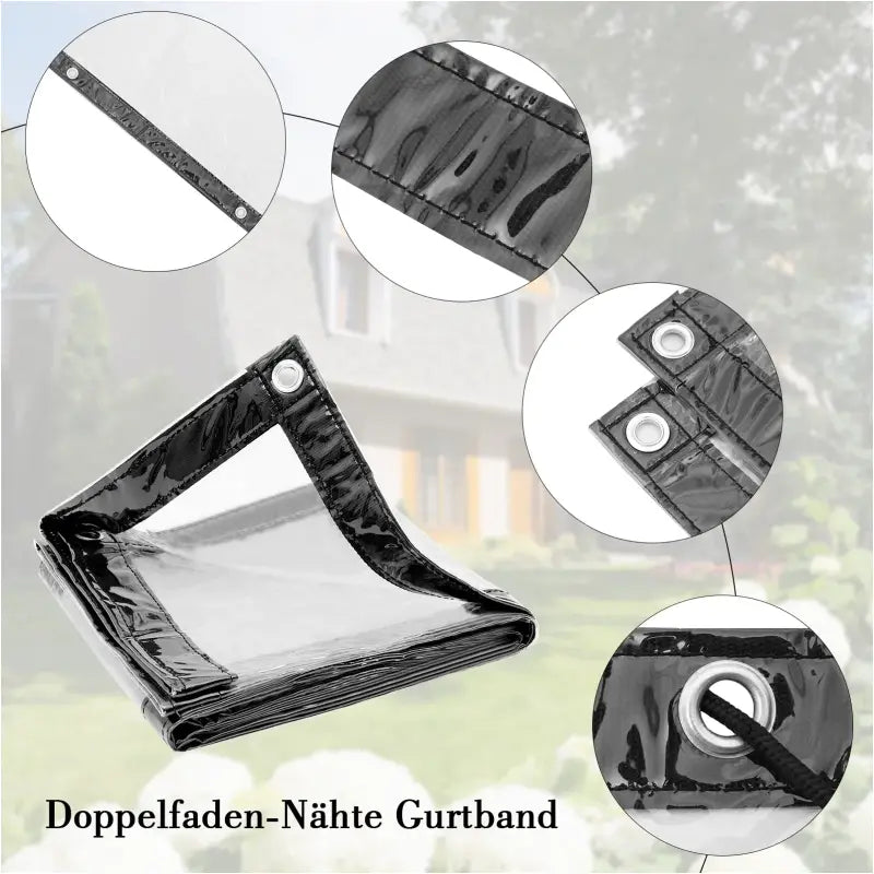 Transparant waterdicht PVC afdekzeil van BukkitBow met aluminium oogjes, geschikt voor verschillende afmetingen, 380g/m².