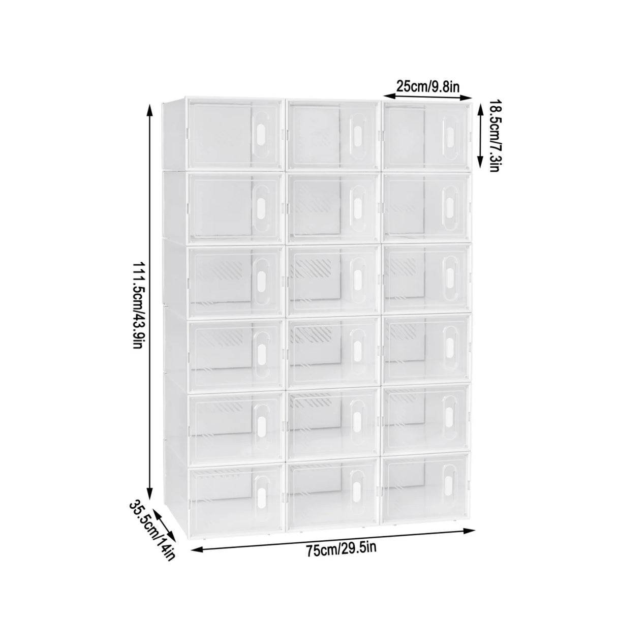 Transparante BukkitBow stapelbare schoenenrek dozen, modulair en perfect voor het organiseren van schoenen.