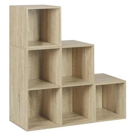 BukkitBow boekenkast met 6 flexibele vakken, stevig en duurzaam, stijlvol ontwerp in 90x90x30 cm, modern opbergmeubel