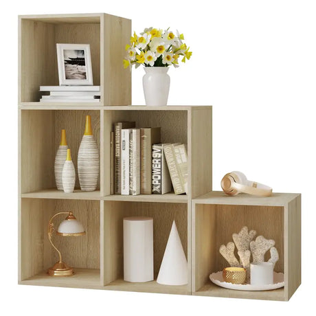 BukkitBow boekenkast met 6 flexibele vakken, stevig en duurzaam, stijlvol ontwerp, afmetingen 90x90x30 cm, modern houten meubel