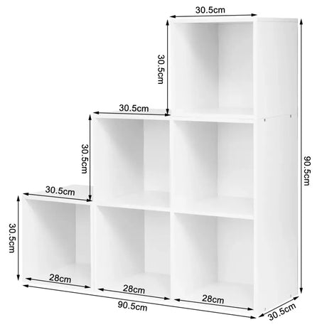 BukkitBow boekenkast met 6 flexibele vakken, stevig en duurzaam, stijlvol ontwerp, afmetingen 90x90x30 cm, modern meubelstuk