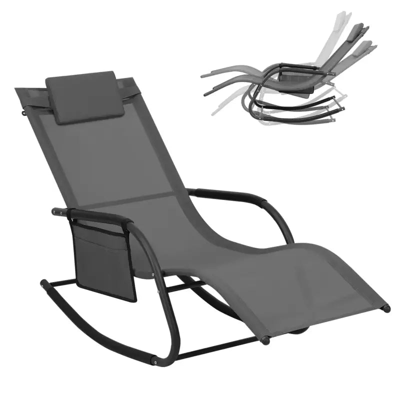 BukkitBow tuin ligstoel met ergonomisch ontwerp en schommelfunctie, geschikt voor 150 kg draagvermogen, campingstoel in de tuin