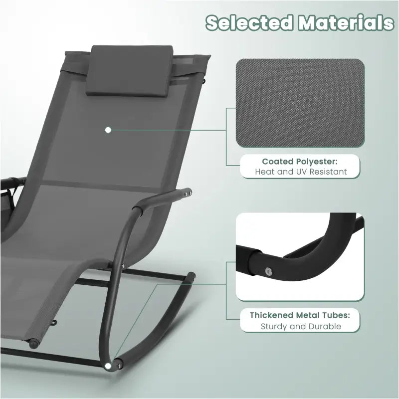 BukkitBow tuin ligstoel met ergonomisch design en schommelfunctie, geschikt voor 150 kg draagvermogen, ideale campingstoel