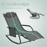 BukkitBow tuin ligstoel met ergonomisch design en schommelfunctie, draagvermogen tot 150 kg, geschikt voor camping en tuin.
