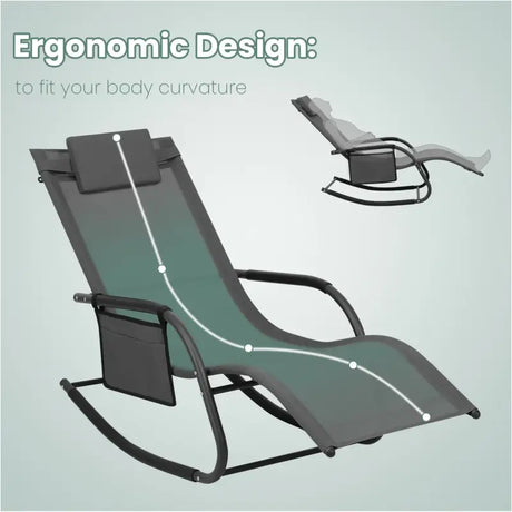 BukkitBow tuin ligstoel met ergonomisch ontwerp en schommelfunctie, geschikt voor 150 kg draagvermogen, ideaal als campingstoel