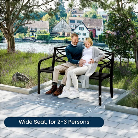BukkitBow tuinbank van metaal, weerbestendig, geschikt voor 2-3 personen, met afmetingen 127x83x60cm, voor tuin of balkon.