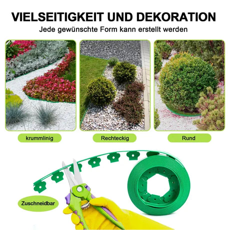 BukkitBow tuinrand en gazonrand, flexibele en UV-bestendige border voor tuin, diverse kleuren, 2x 10m met montage materiaal