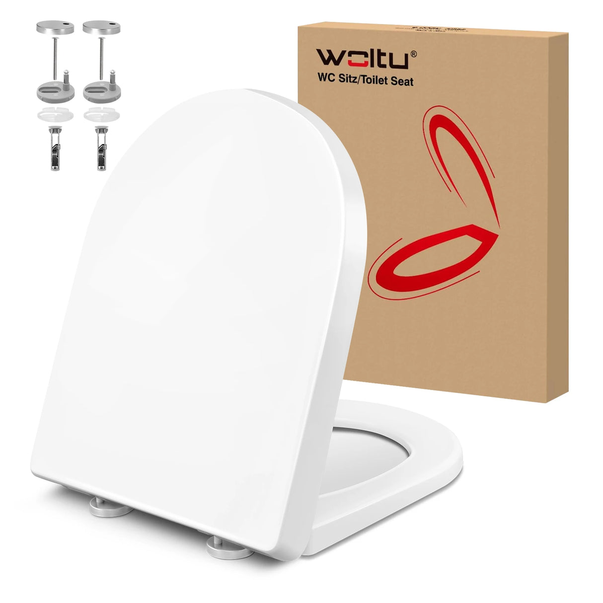 BukkitBow U-vorm toiletbril van kunststof met soft-close, universeel en duurzaam voor comfortabel gebruik.
