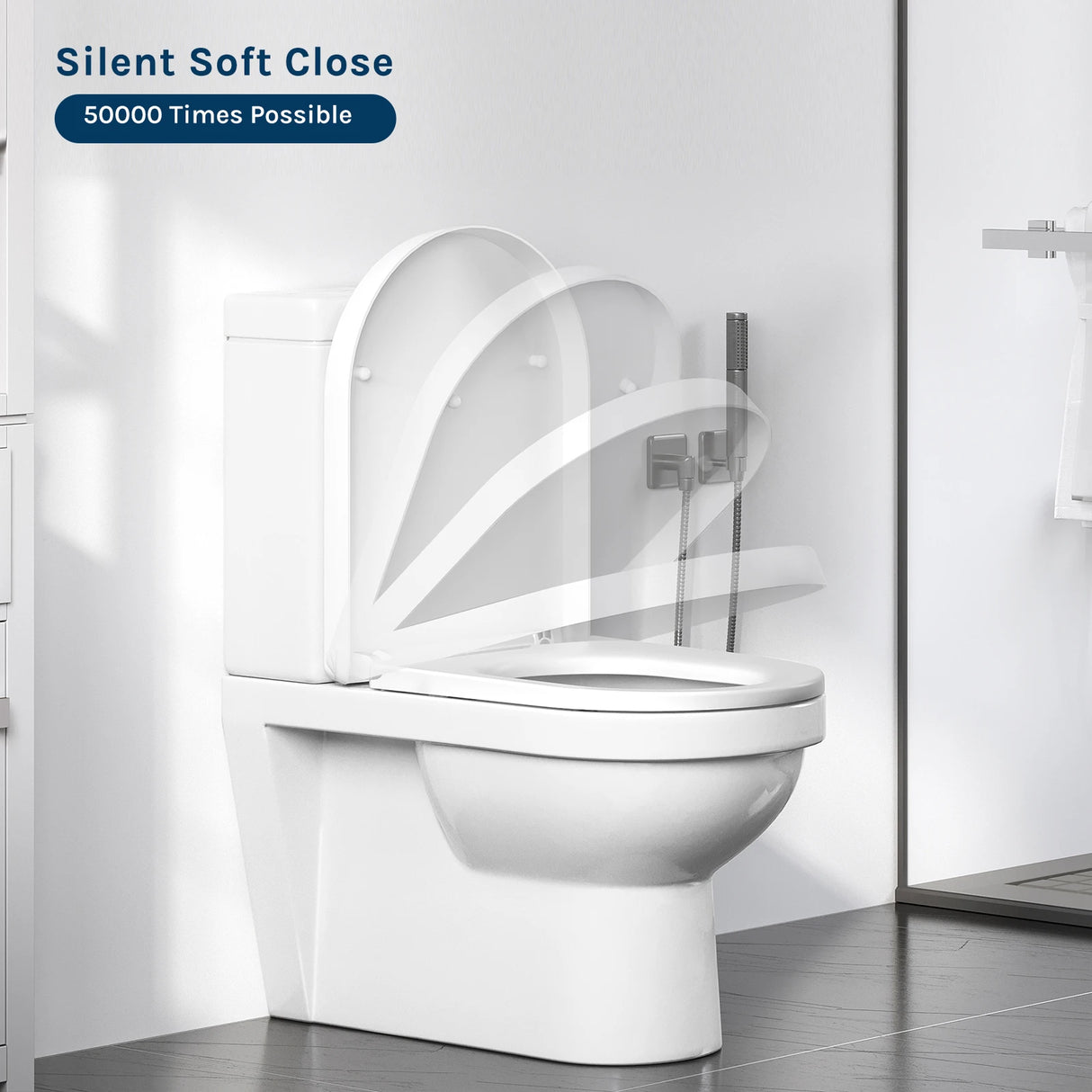 U-vormige toiletbril van BukkitBow, kunststof, soft-close, universeel en duurzaam, geschikt voor comfortabel gebruik.