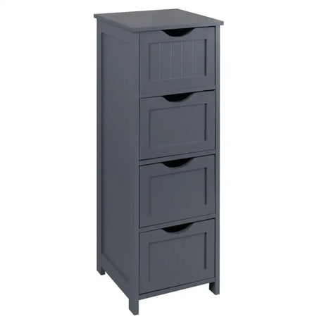 BukkitBow badkamermeubel in grijs met 4 laden, vochtbestendig en duurzaam, afmetingen 30x30x81cm, geschikt voor moderne badkamers