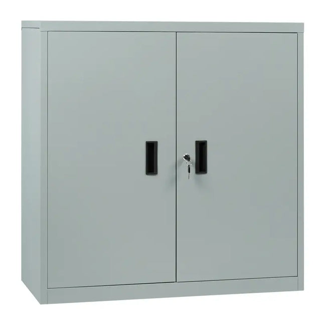 Vergrendelbare metalen archiefkast van BukkitBow met verstelbare planken en dubbele deuren, 90x92x40 cm.