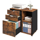 Verrijdbare BukkitBow metalen archiefkast met drie laden en hangmappen, ideaal voor georganiseerde opslag en archivering.