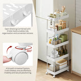 Verrijdbare BukkitBow keukentrolley met 4 niveaus, haken en stevig frame voor keukenopslag en organisatie