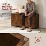 BukkitBow verrijdbare opbergbank met deksel en veiligheidsscharnieren, houten opbergmeubel voor binnen en buiten.