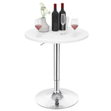 BukkitBow verstelbare bartafel met MDF en metaal, 60 cm diameter, stabiele chrome basis, zwart en wit design