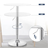 Verstelbare bartafel van BukkitBow, zwart/wit MDF en metalen basis, 60cm diameter met stabiele chrome voet.