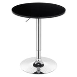 Verstelbare BukkitBow bartafel met MDF en metaal, 60cm diameter, stabiele chrome basis, zwart en wit, voor gezellige bar- of horecagelegenheid.