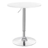 Verstelbare BukkitBow bartafel met MDF en metaal, zwarte en witte kleuren, 60 cm doorsnede met stabiele chrome basis.