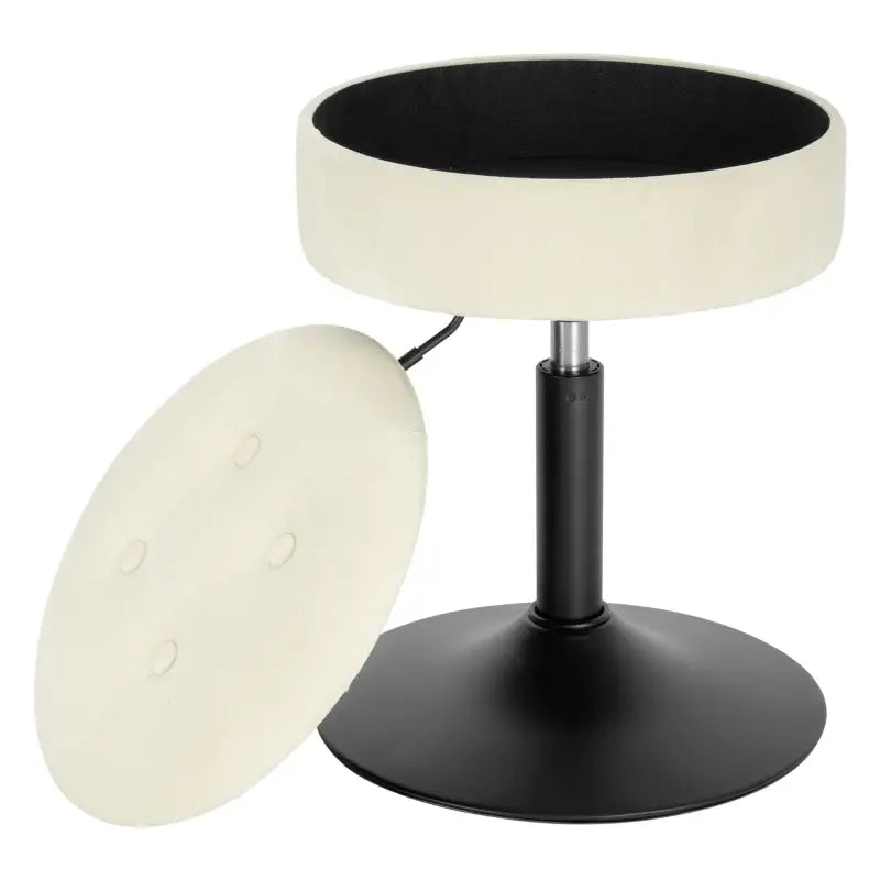 BukkitBow verstelbare barkruk van fluwelen stof met metalen onderstel, ronde zitting en ingebouwde opbergruimte, zithoogte 50-65cm