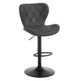 BukkitBow velvet verstelbare barkruk met rugleuning en voetsteun, 360° draaibaar, modern barstoel voor in huis of bar