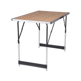 BukkitBow verstelbare campingtafel met 30kg draagvermogen, lichtgewicht en opvouwbaar, 100x73-94x60cm, geschikt voor outdoor gebruik.
