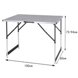 BukkitBow verstelbare campingtafel met draagvermogen van 30kg, lichtgewicht en opvouwbaar, 100x73-94x60cm, geschikt voor outdoor gebruik.
