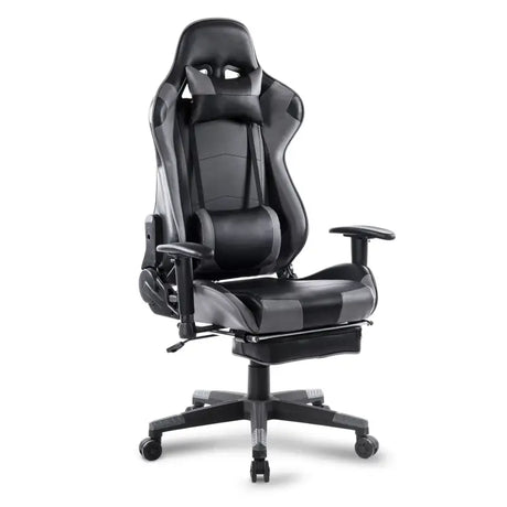BukkitBow verstelbare gaming stoel van kunstleer, 360° draaibaar, 135° kantelbare rugleuning, arm- en voetsteun, max 136kg