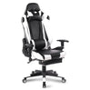 BukkitBow gamingstoel met kunstleer, 360° draaibaar, 135° kantelbare rugleuning, arm- en voetsteun, max 136kg.