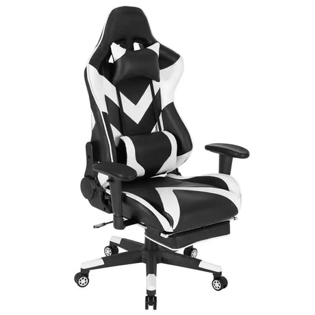 BukkitBow verstelbare gaming stoel met kunstleer, 360° draaibaar, 135° kantelbare rugleuning, arm- en voetsteun, max 136kg
