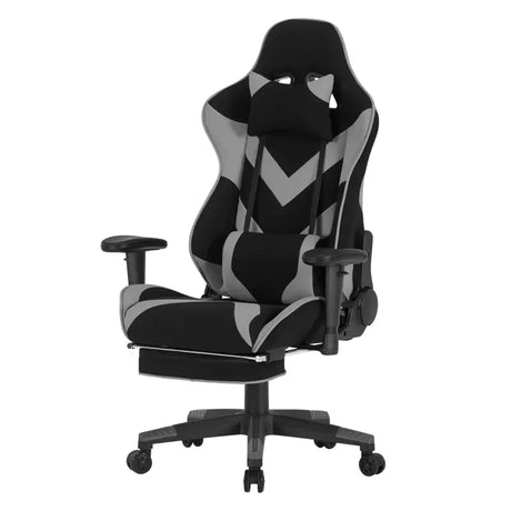 BukkitBow verstelbare gaming stoel van kunstleer met 360° draaibaar, 135° kantelbare rugleuning, arm- en voetsteun, max 136kg