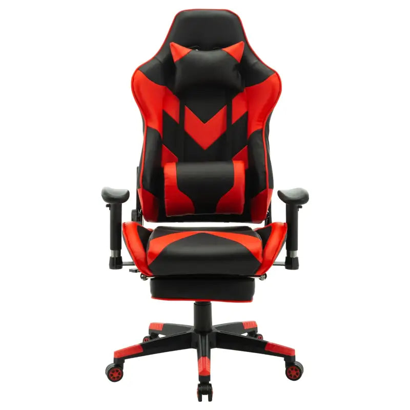 BukkitBow gamingstoel met kunstleer, 360° draaibaar, verstelbare rugleuning, arm- en voetsteun, tot 136kg.