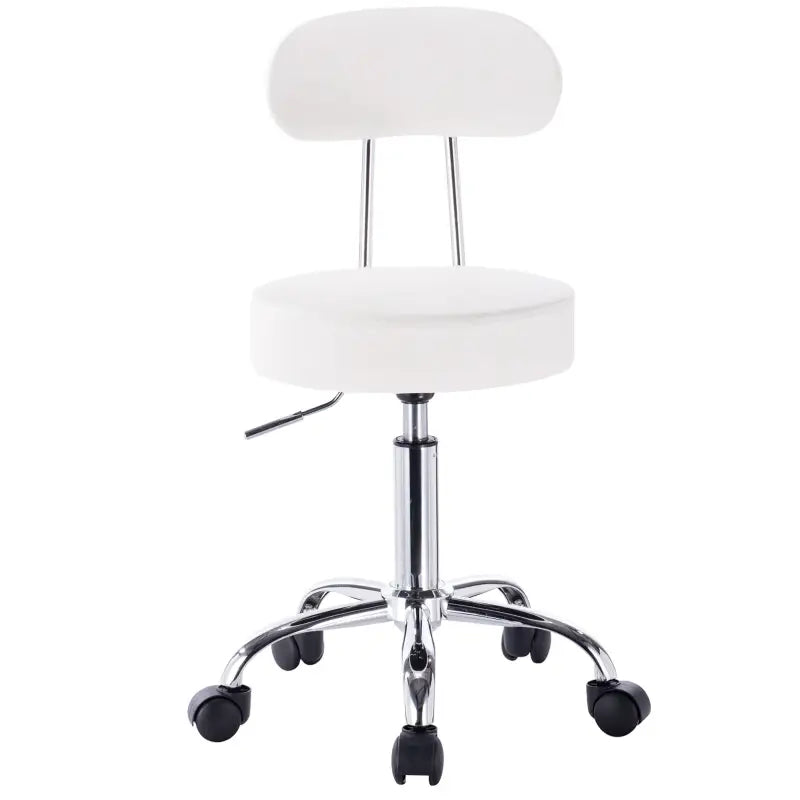 BukkitBow verstelbare kunstleren bureaustoel met verchroomd staal, ergonomisch ontwerp, 360° draaibaar en 100 kg draagvermogen.