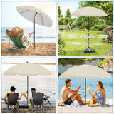 BukkitBow verstelbare parasol met kantelfunctie en draagtas, biedt bescherming met UPF 50+ onder een stijlvolle parasol.