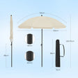 BukkitBow verstelbare parasol met kantelfunctie en draagtas, UV-bescherming UPF 50+, geschikt voor buitengebruik.