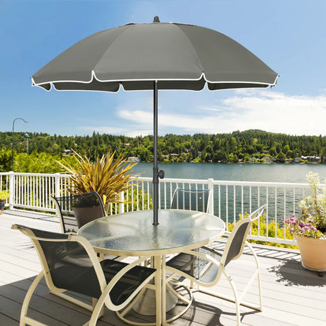 BukkitBow verstelbare ronde parasol met kantelfunctie en draagtas, geschikt voor buitengebruik, zwart met stevige metalen frame