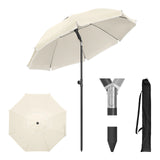 BukkitBow verstelbare ronde parasol met kantelfunctie en draagtas, beschermt tegen zon met stijlvolle design.