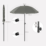 BukkitBow verstelbare ronde parasol met kantelfunctie en draagtas, biedt schaduw en bescherming tegen de zon.