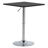 BukkitBow vierkante verstelbare bartafel zwart of wit, 60cm diameter, moderne hoge tafel voor bar of keukenruimte