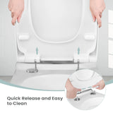 BukkitBow vierkante kunststof toiletbril met soft-close, universeel ontwerp en moderne uitstraling.