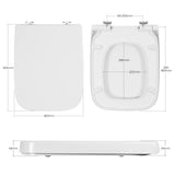 Vierkante toiletbril van BukkitBow, kunststof met soft-close functie, universeel ontwerp voor comfortabele en stille sluiting.