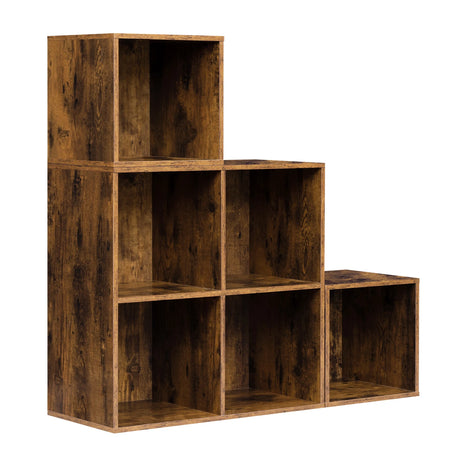 BukkitBow vintage modulaire boekenkast met open vakken, vrijstaand wandrek voor woonkamer of kantoor, houtlook ontwerp