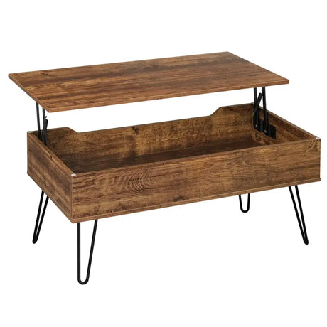 BukkitBow vintage houten en metalen bijzettafel met verstelbare hoogte en verborgen opbergruimte in industrieel design